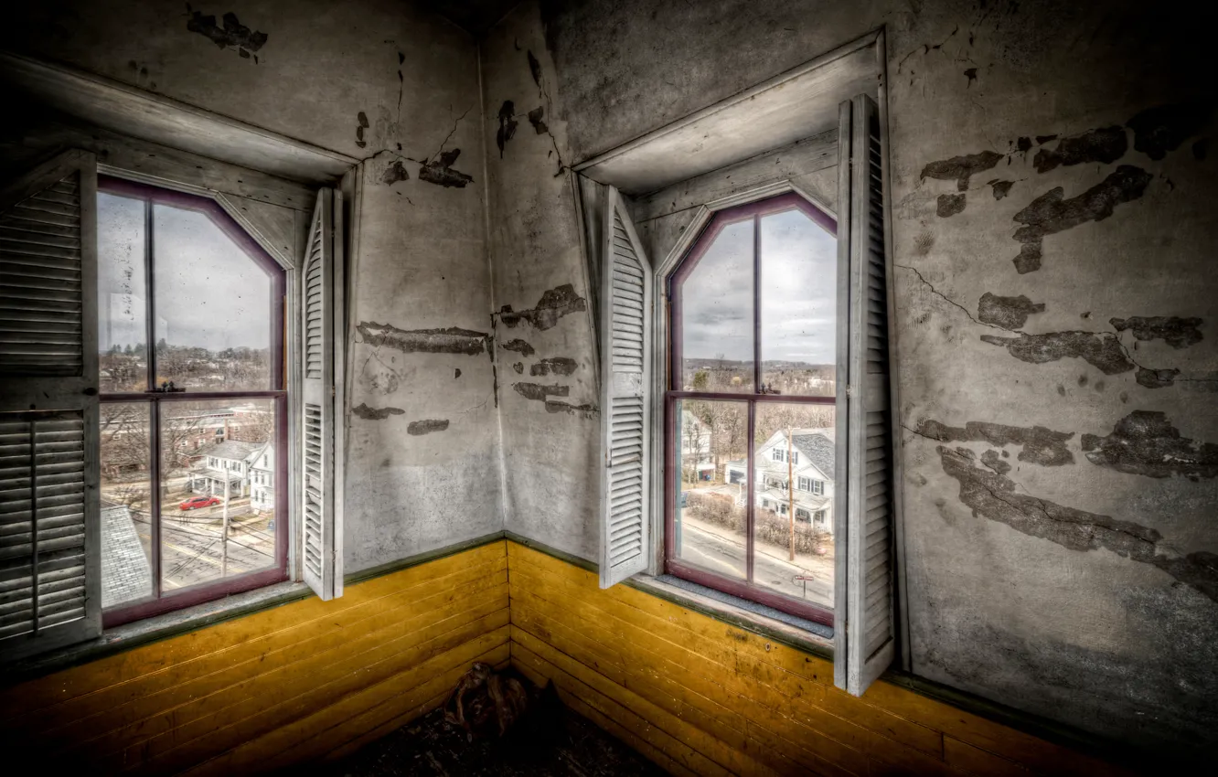 Photo wallpaper room, Windows, interior