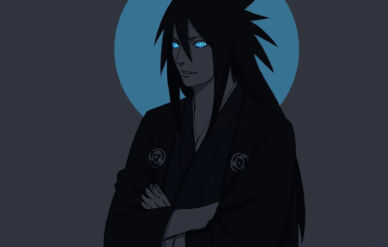 Photo wallpaper crossed arms, grey background, rinegan, Naruto shippuuden, rasengan, Power Uchiha, burning eyes, Madara Uchiha