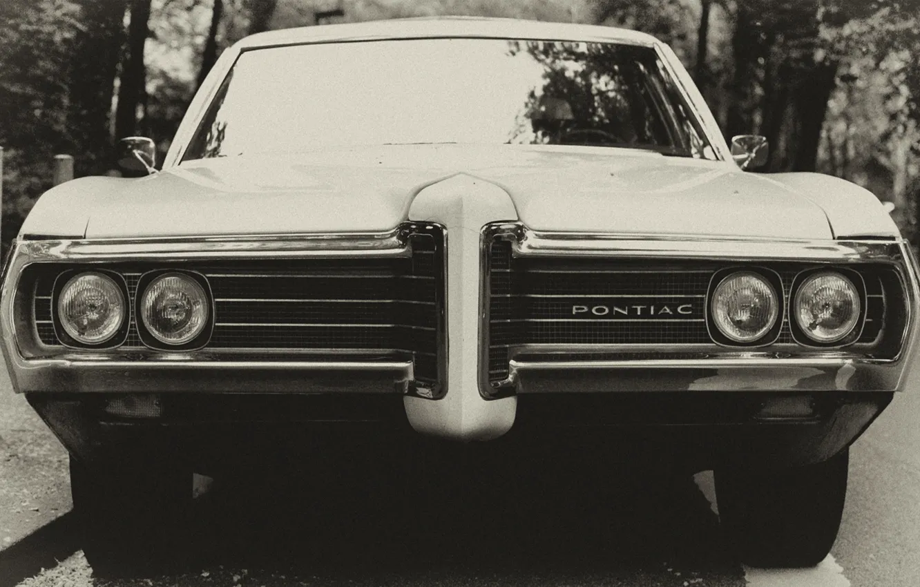 Photo wallpaper Pontiac, front, black and white, vehicle, transport, b/w