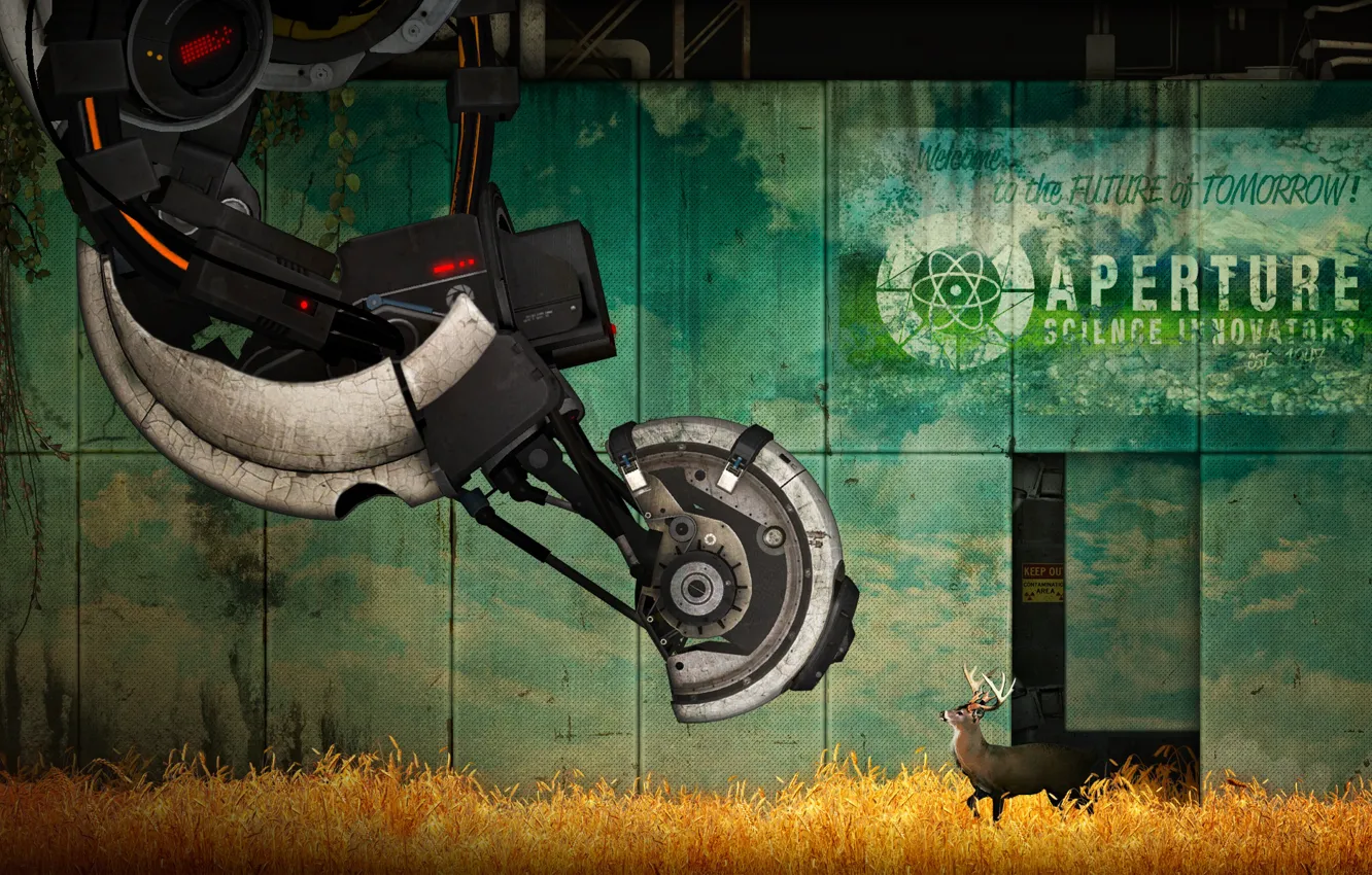Photo wallpaper deer, Portal 2, glados, Portal 2, science innovators, Aperture