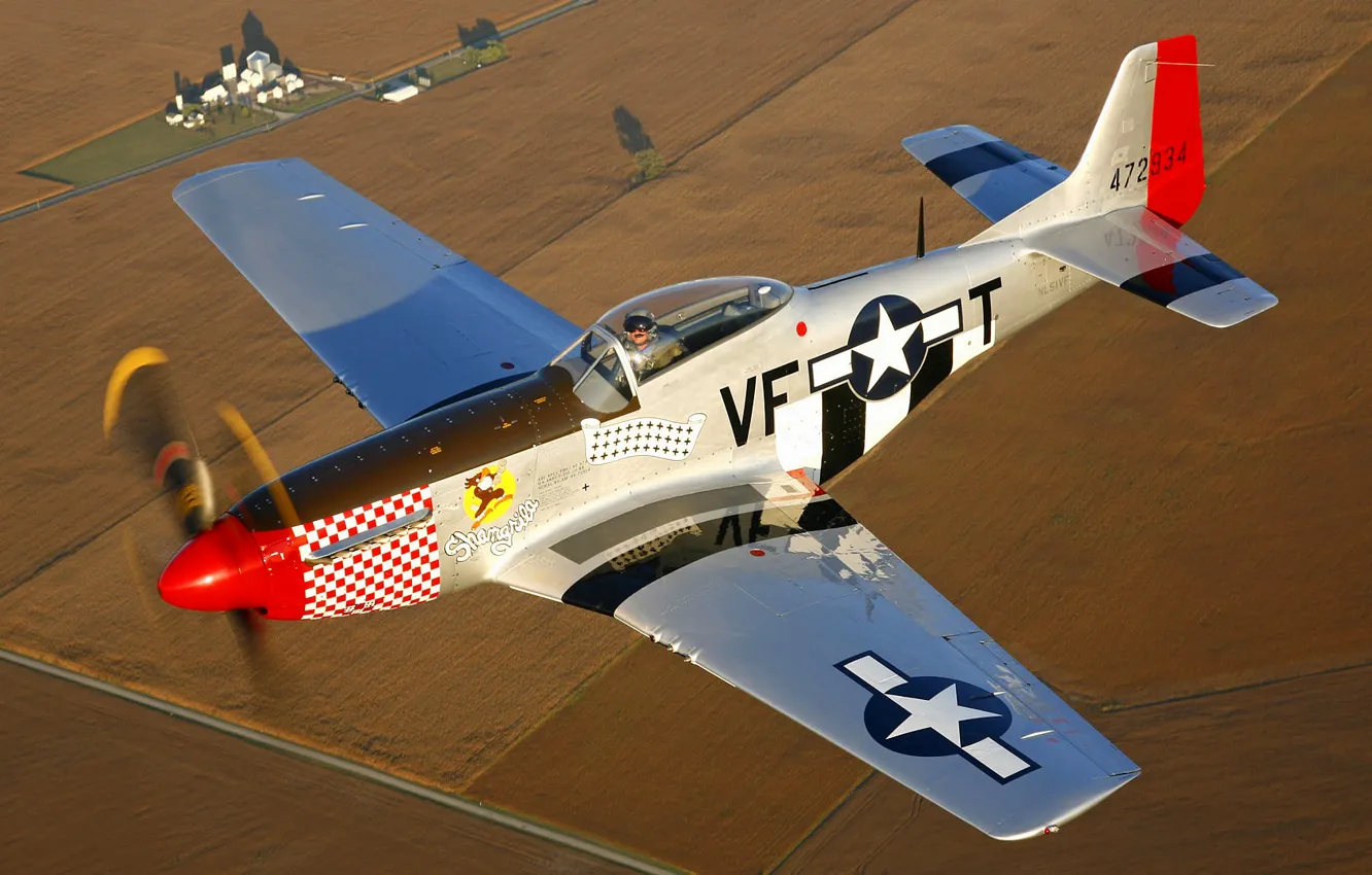 Photo wallpaper flight, retro, landscape, pilot, propeller, the plane