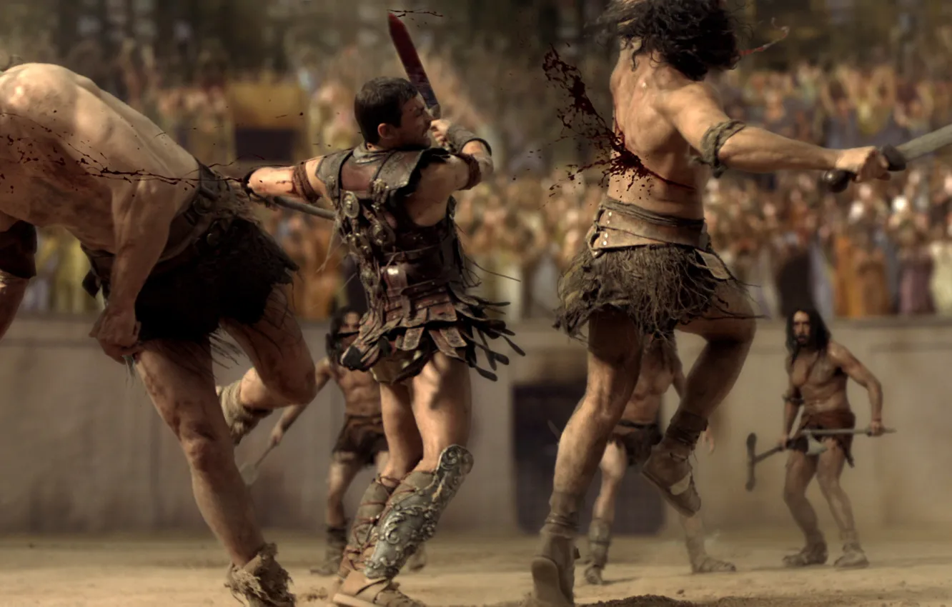 Photo wallpaper the series, Spartacus, Andy Whitfield, penalty, the fight, Gladiator, sand and blood, Spartacus
