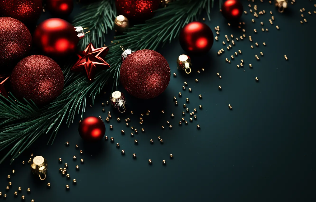 Photo wallpaper decoration, background, balls, tree, new year, Christmas, Christmas, balls