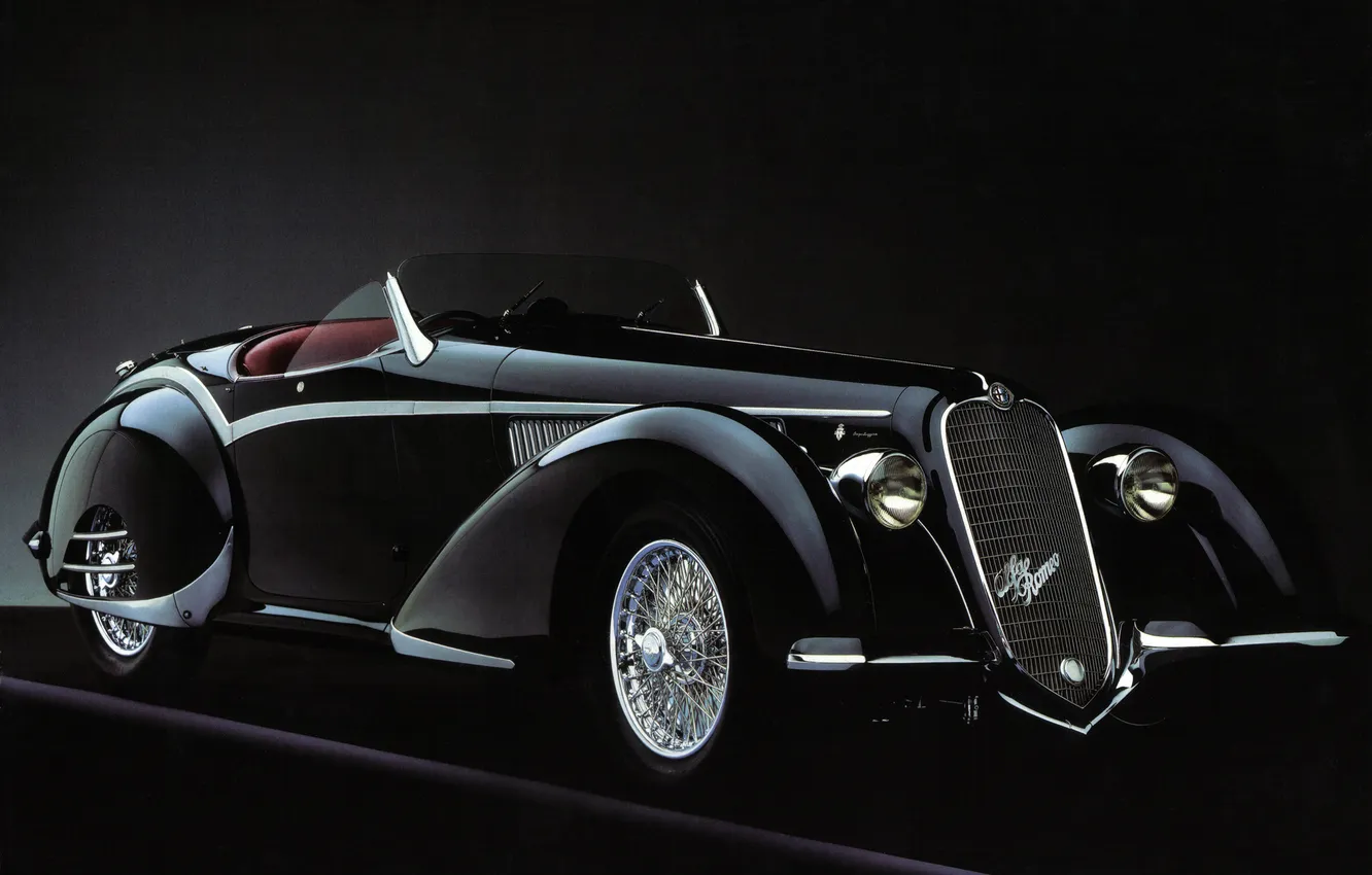 Photo wallpaper retro, black, Alfa Romeo, black, retro, 1938