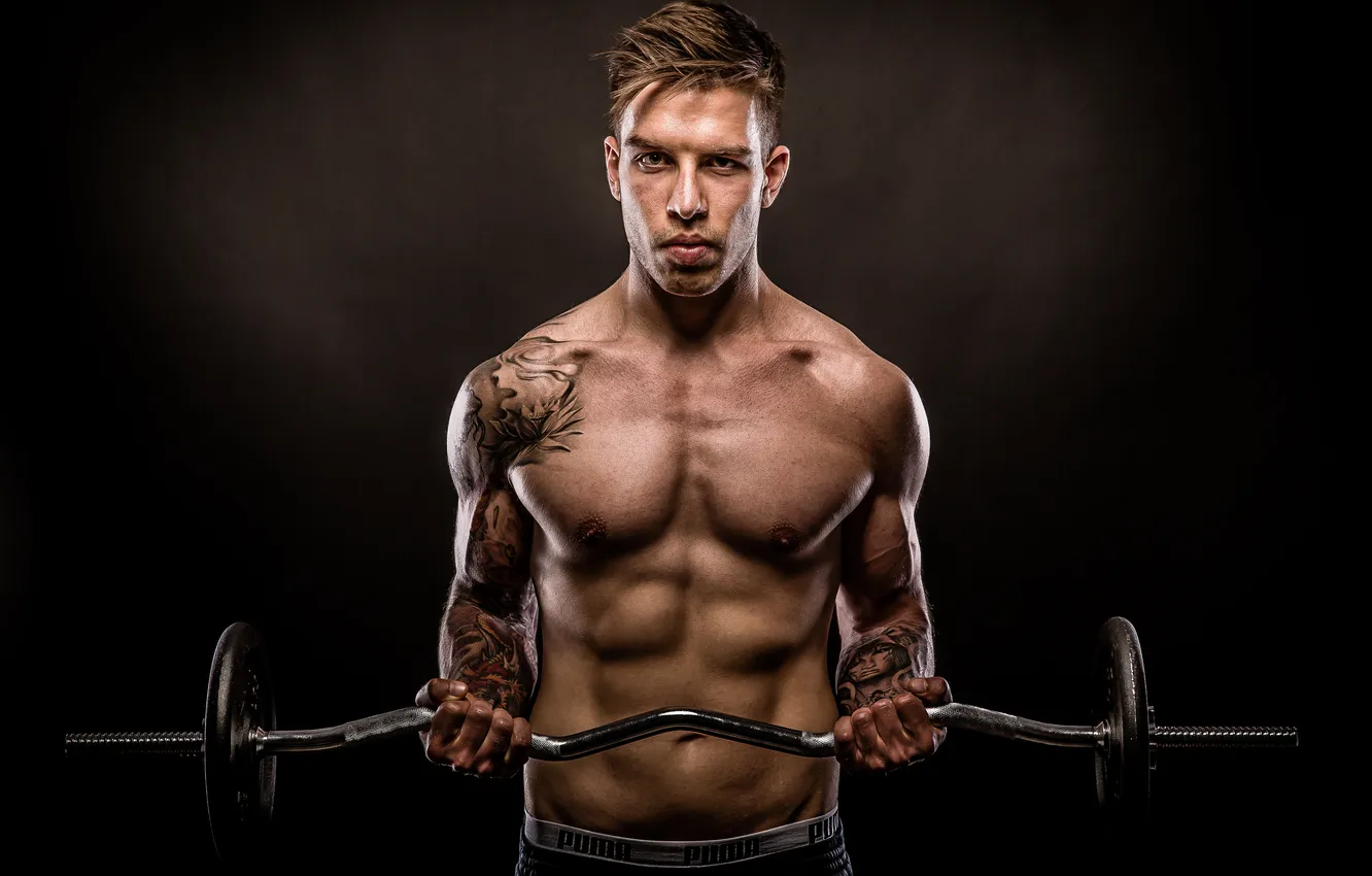 Photo wallpaper power, muscles, tattoos, fitness