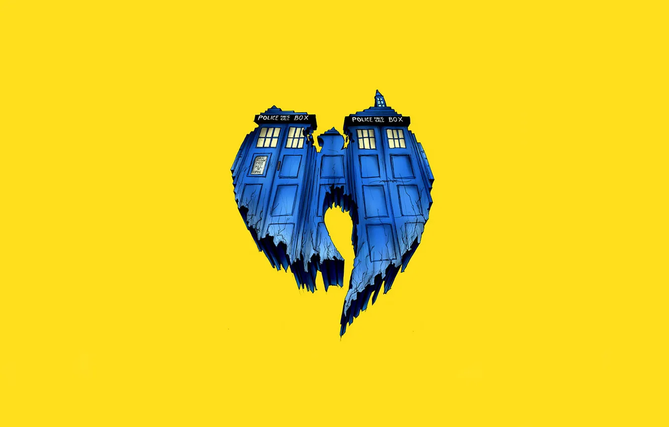 Photo wallpaper Doctor Who, yellow background, Doctor Who, The TARDIS, TARDIS