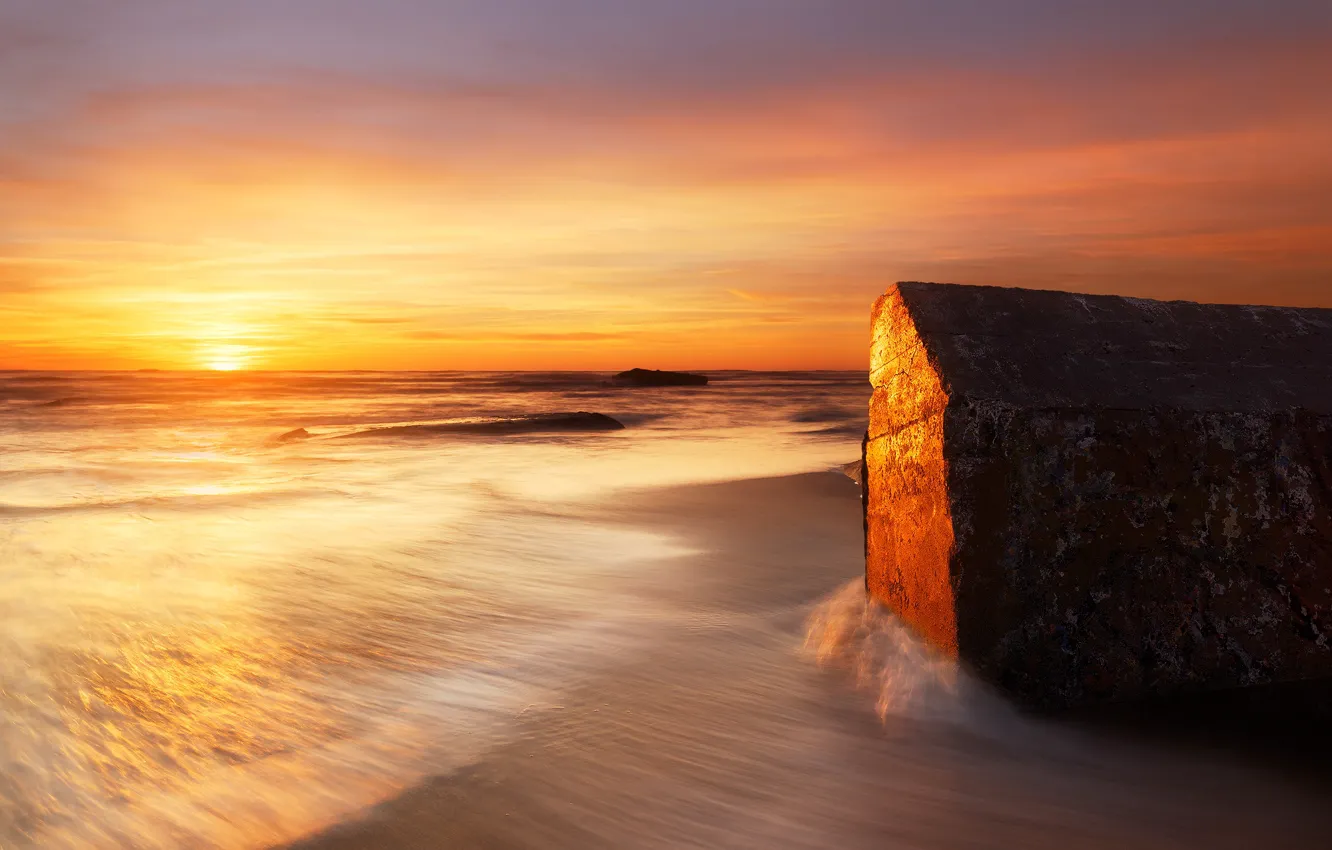 Photo wallpaper sea, sunset, France, Aquitaine, Lege-Cap-Ferret