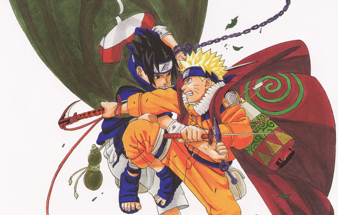 Photo wallpaper fight, Naruto, Naruto, Sasuke Uchiha, Uzumaki Naruto