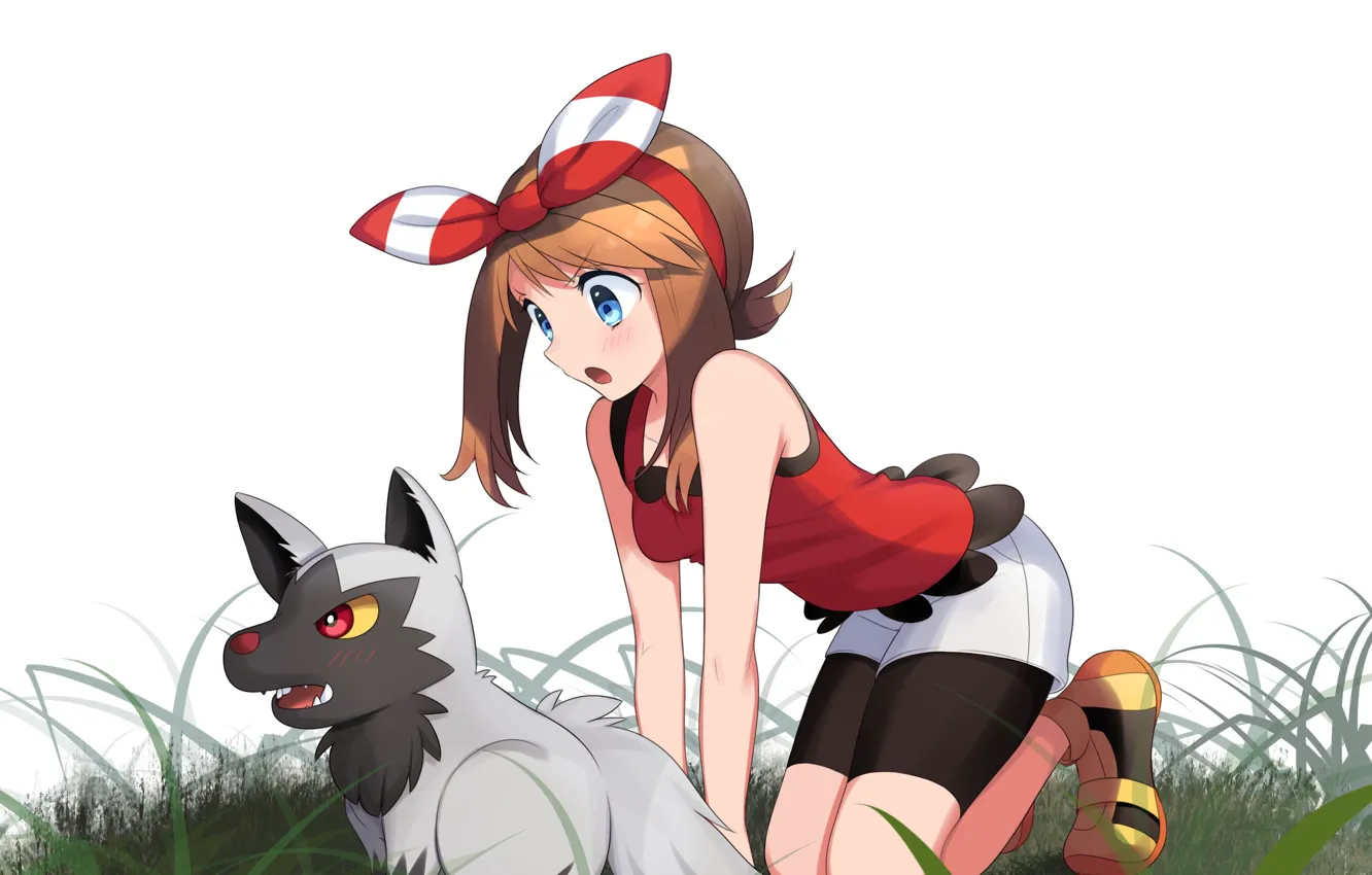 Photo wallpaper grass, girl, Pokemon