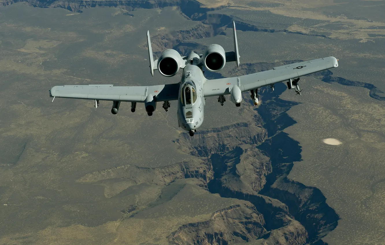 Photo wallpaper flight, landscape, attack, A-10, Thunderbolt II, The thunderbolt II