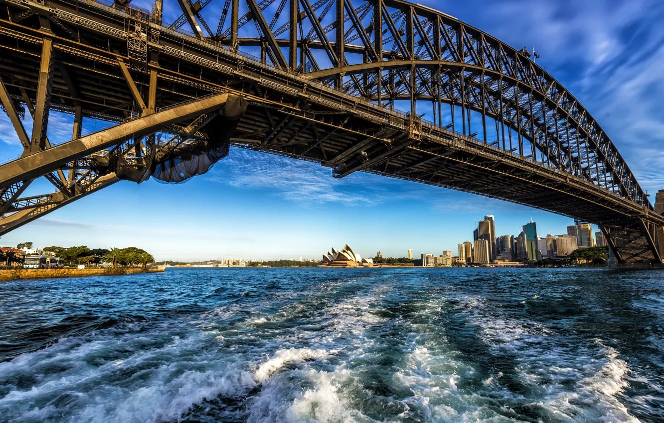 Photo wallpaper bridge, the city, river, building, Australia, Sydney, Parramatta River