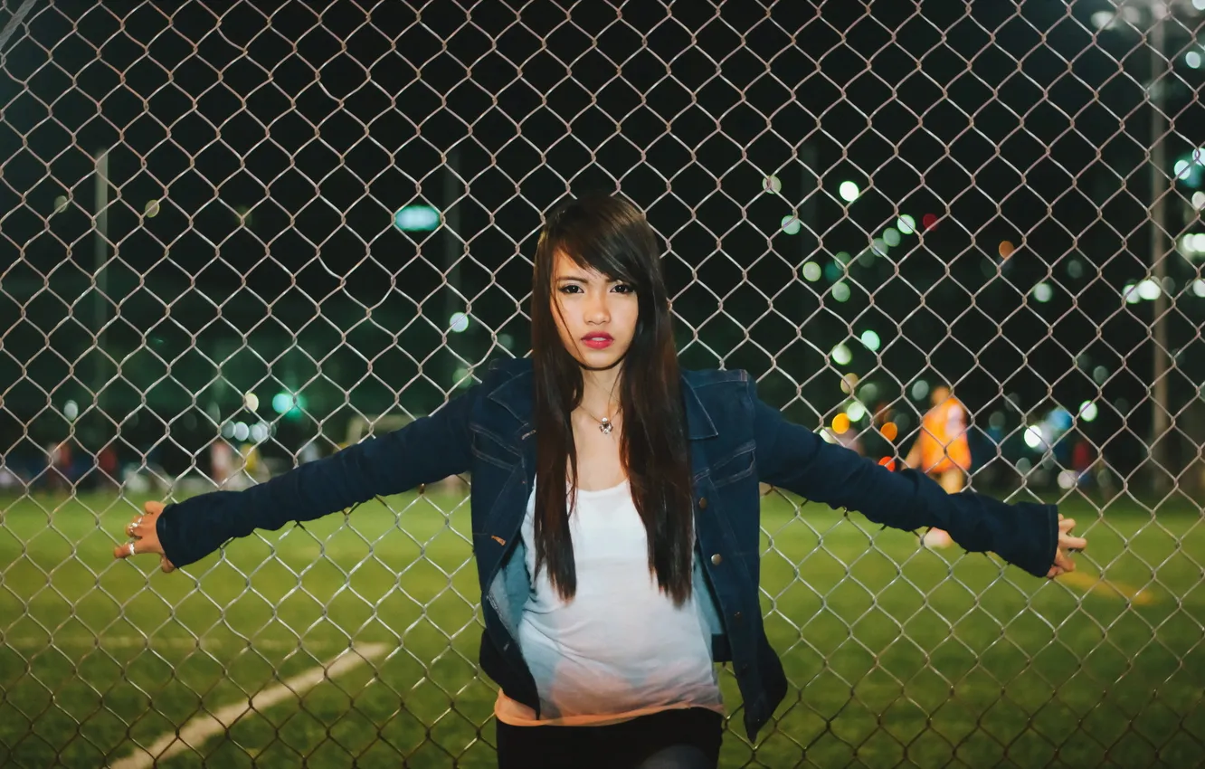 Photo wallpaper girl, the fence, Asian