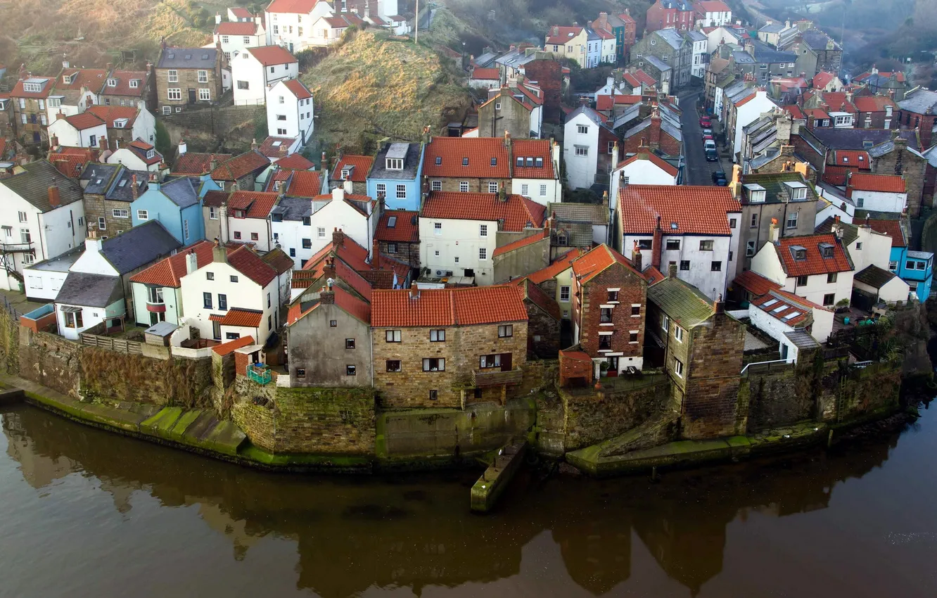 Photo wallpaper the city, river, home