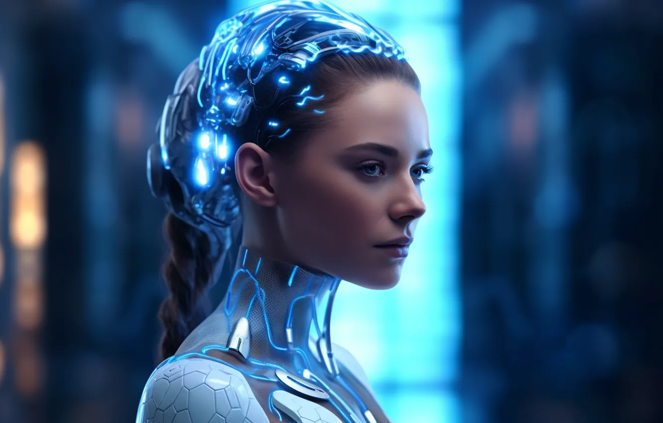 Photo wallpaper machine, face, wire, mechanism, robot, head, device, cyborg