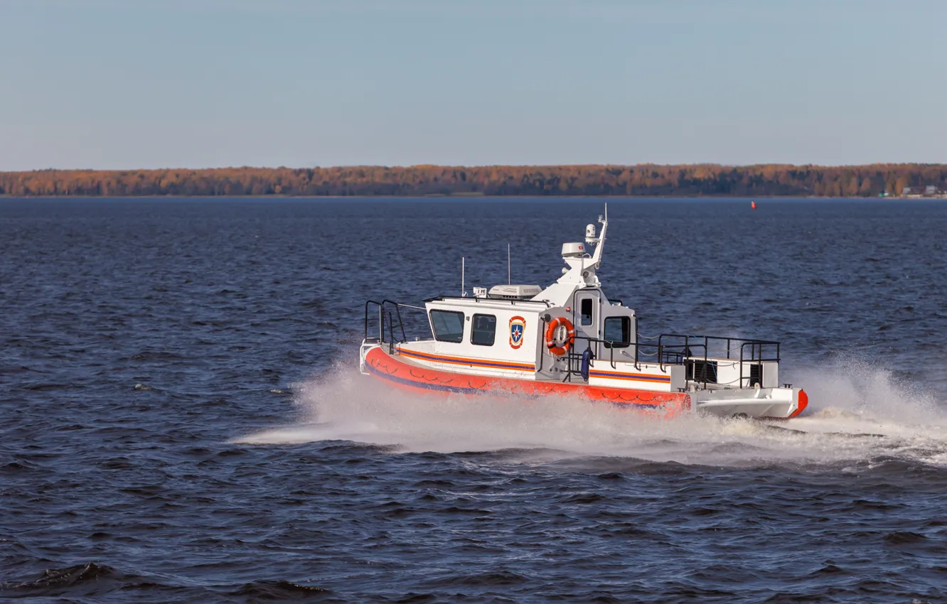 Photo wallpaper autumn, boat, boat, RIB, Lider 10, The leader of the 10