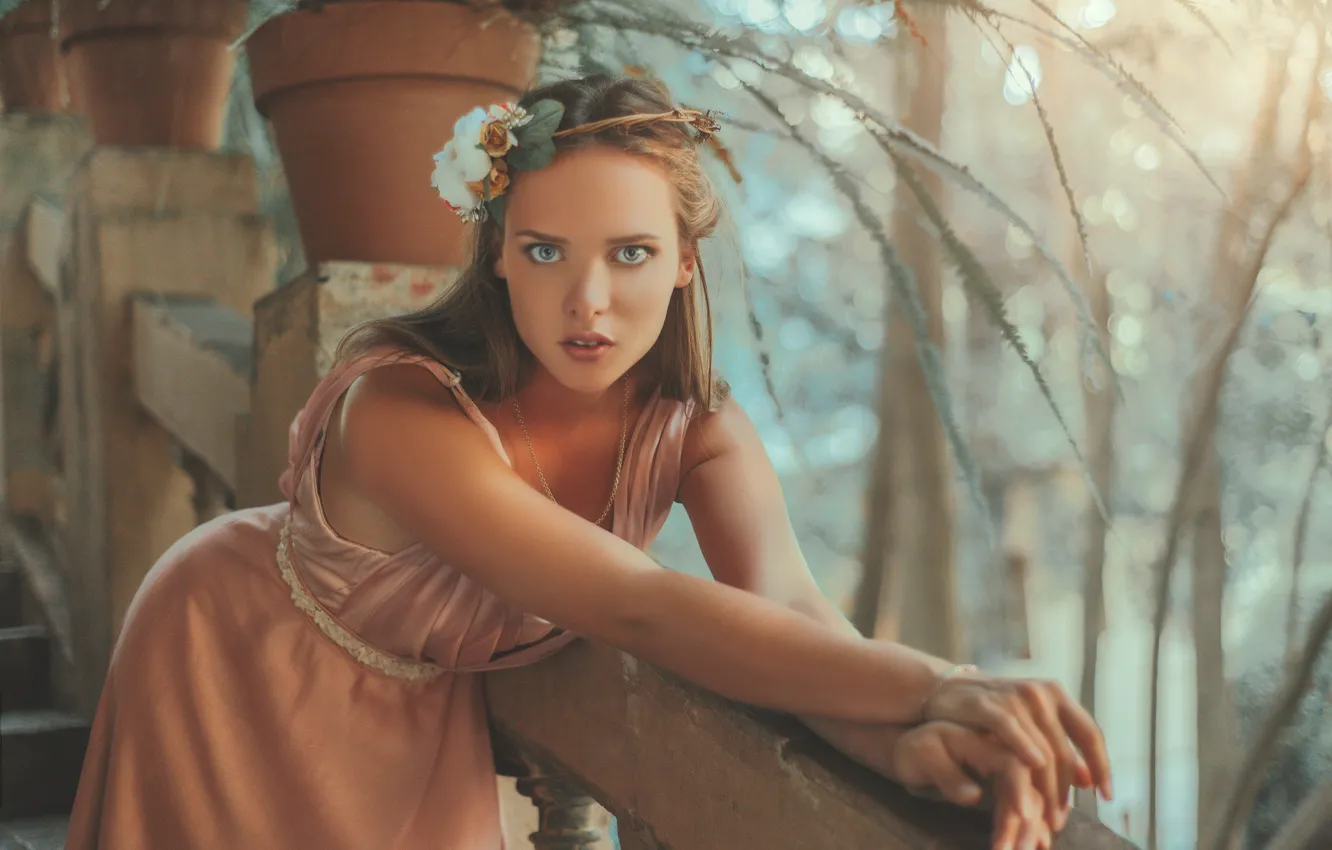 Photo wallpaper look, face, background, model, hair, dress, cutie, Monica Sariego