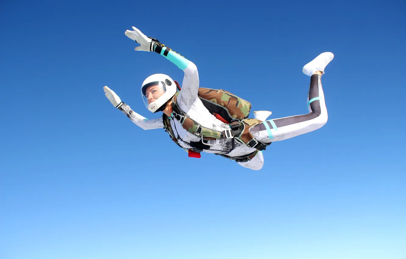 Photo wallpaper sky, plane, solo, skydiving, skydiver, Sportsman, parachutist, skydive