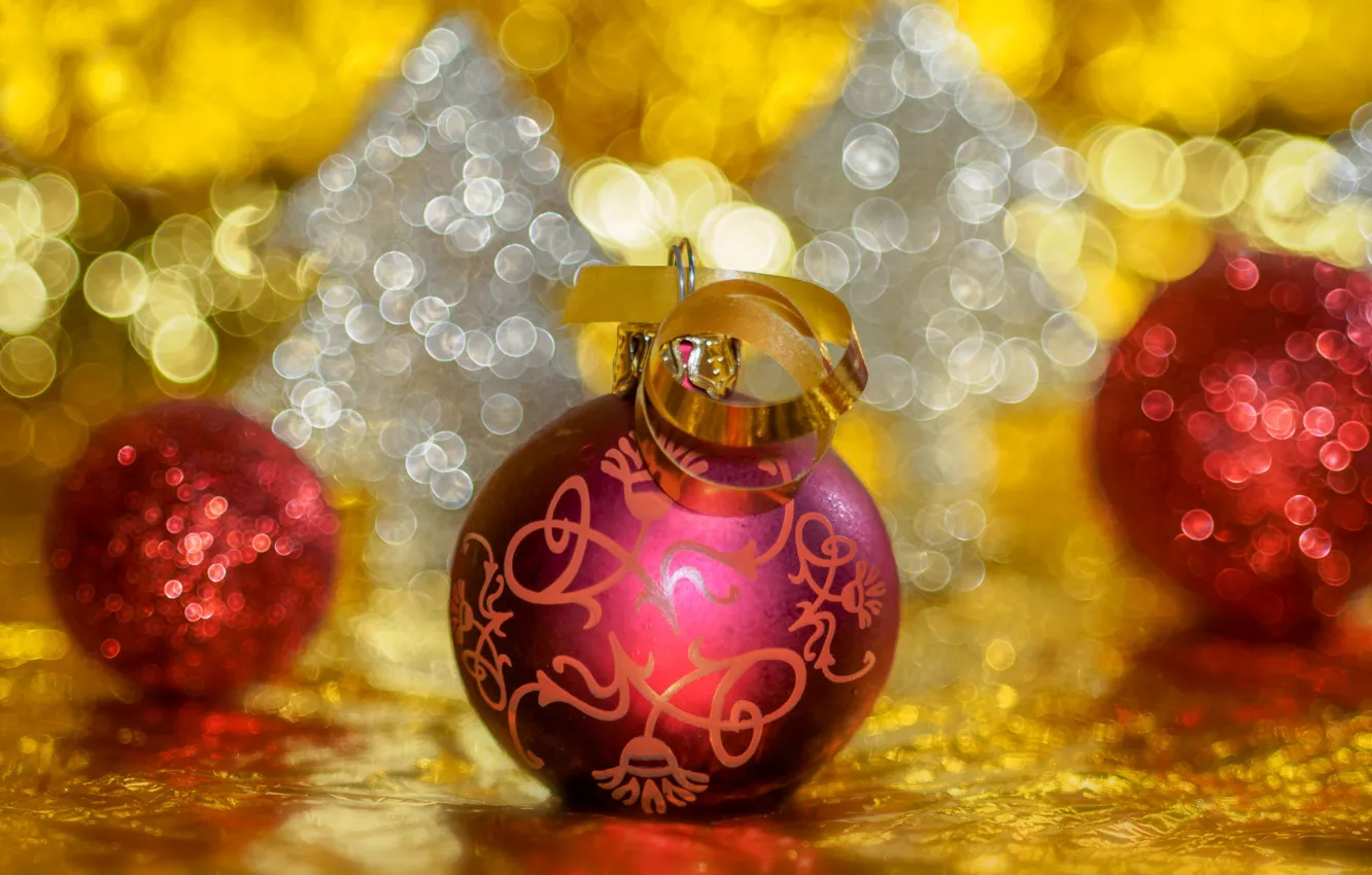 Photo wallpaper balls, decoration, holiday, Christmas, tape