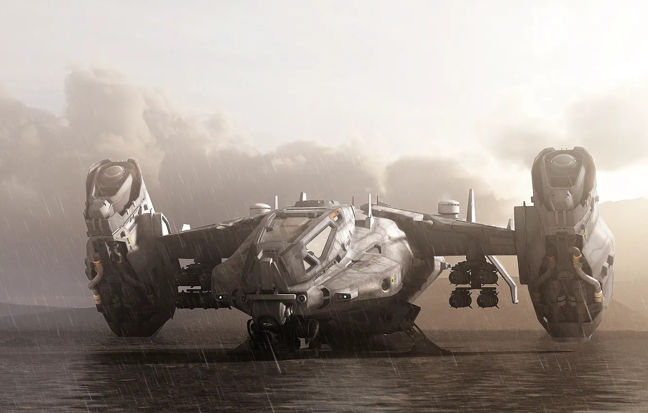 Photo wallpaper aviation, weapons, fiction, rain, art, the plane, rain, aircraft