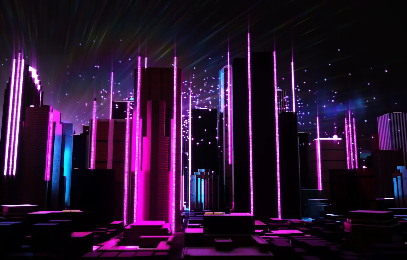 Photo wallpaper the city, future, music, skyscrapers, neon, Electronic, Synthpop, Darkwave