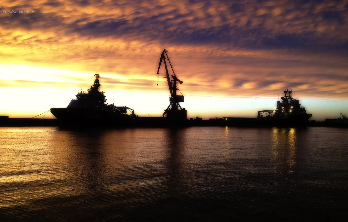 Photo wallpaper sunset, parahod, Sakhalin