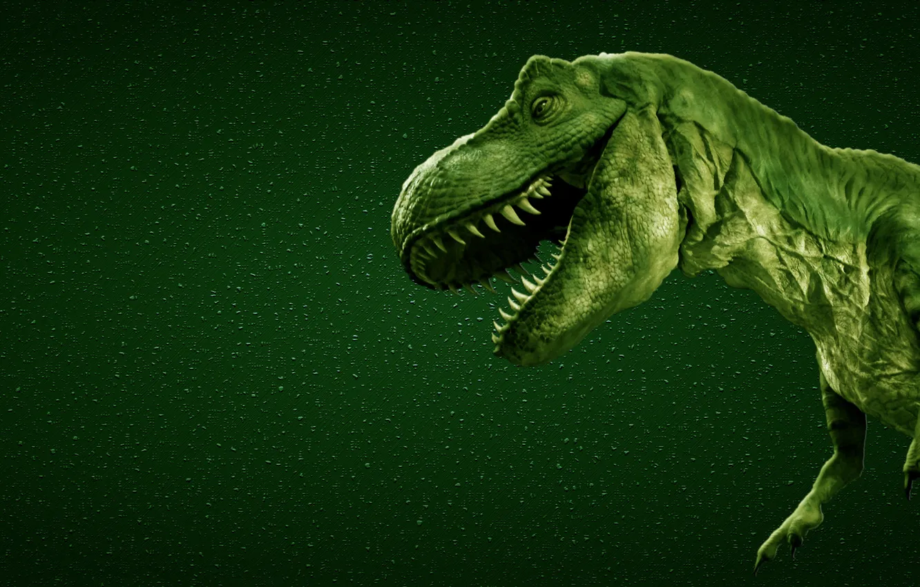 Photo wallpaper green, dinosaur, predator, teeth, mouth