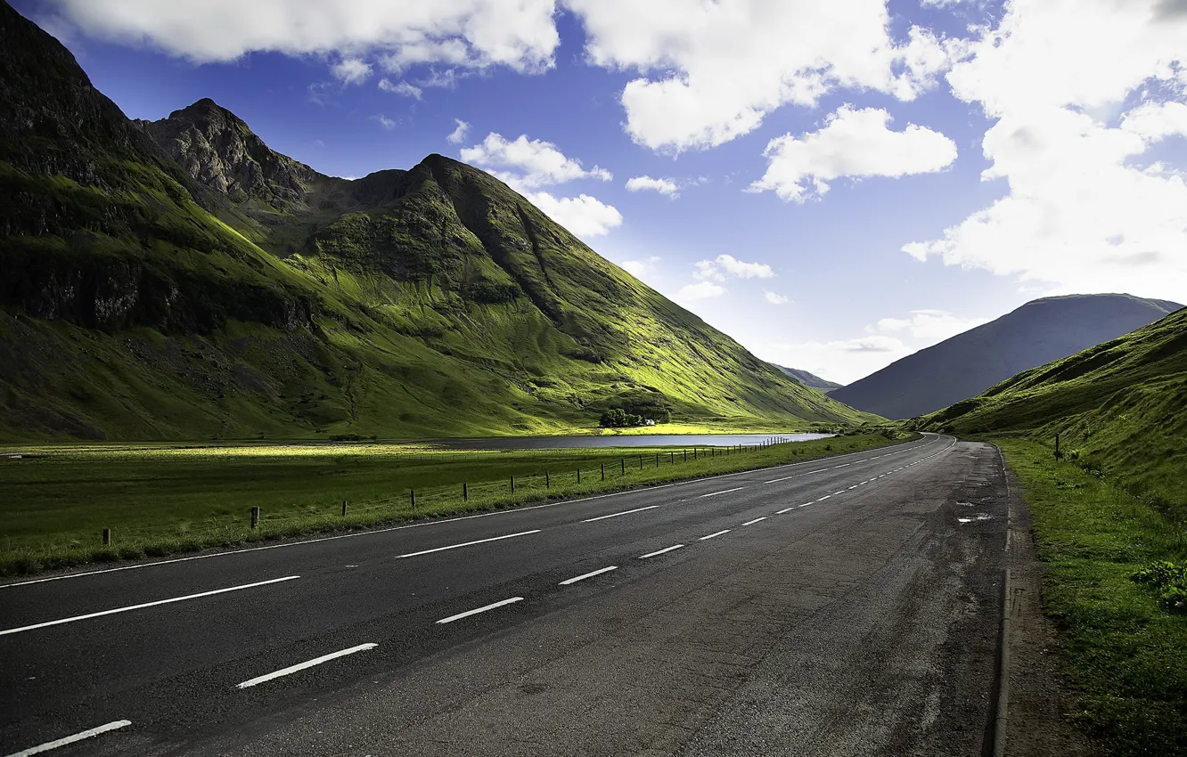 Photo wallpaper road, the sky, mountains