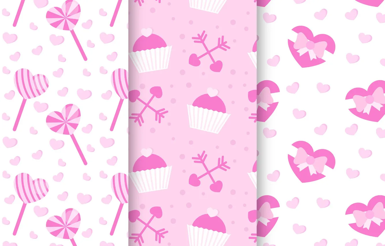 Photo wallpaper background, pink, Pink, candy, dessert, pattern, cupcakes
