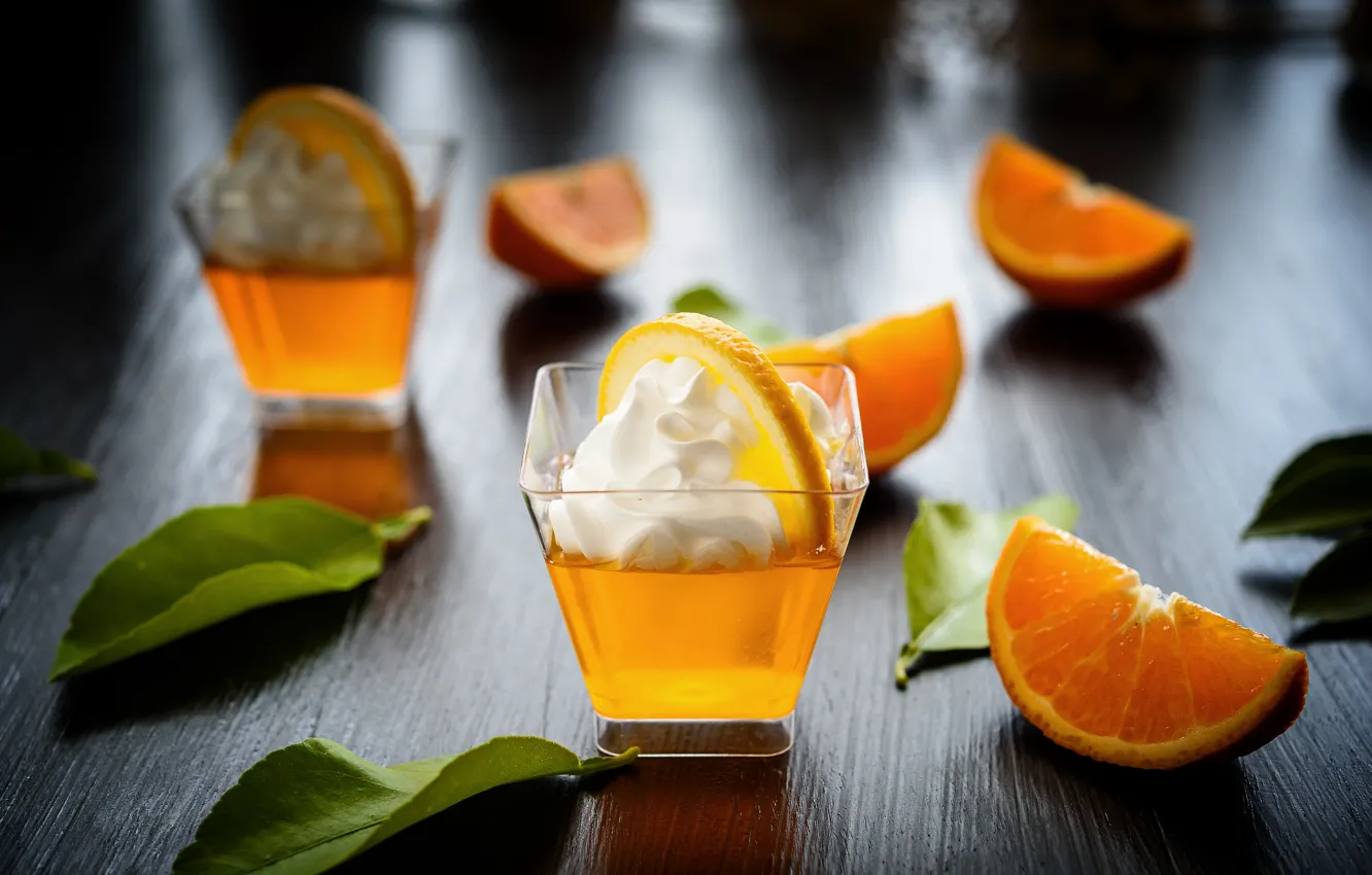 Photo wallpaper orange, Cocktail, cream