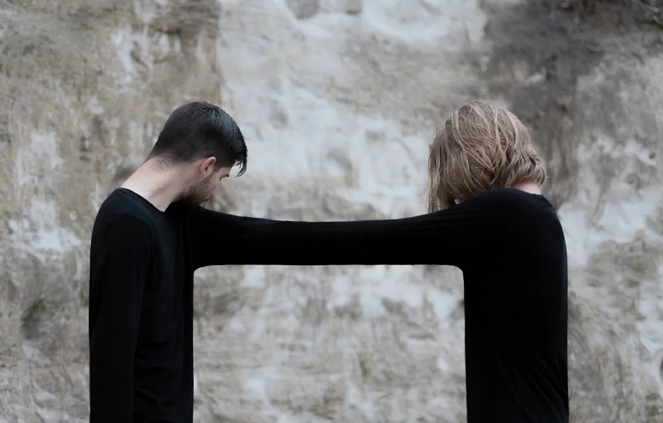 Photo wallpaper girl, together, hands, beard, guy