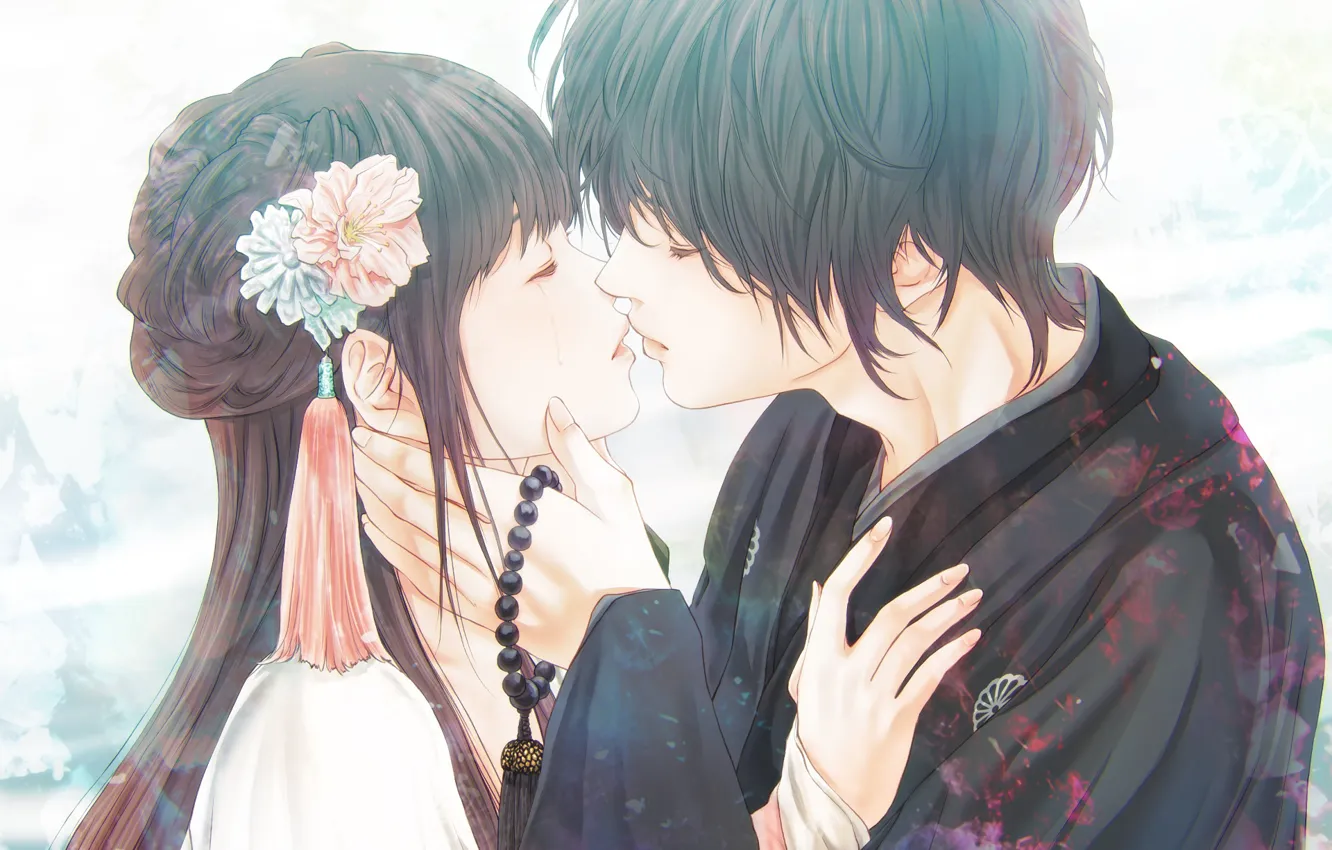 Photo wallpaper girl, romance, anime, pair, guy