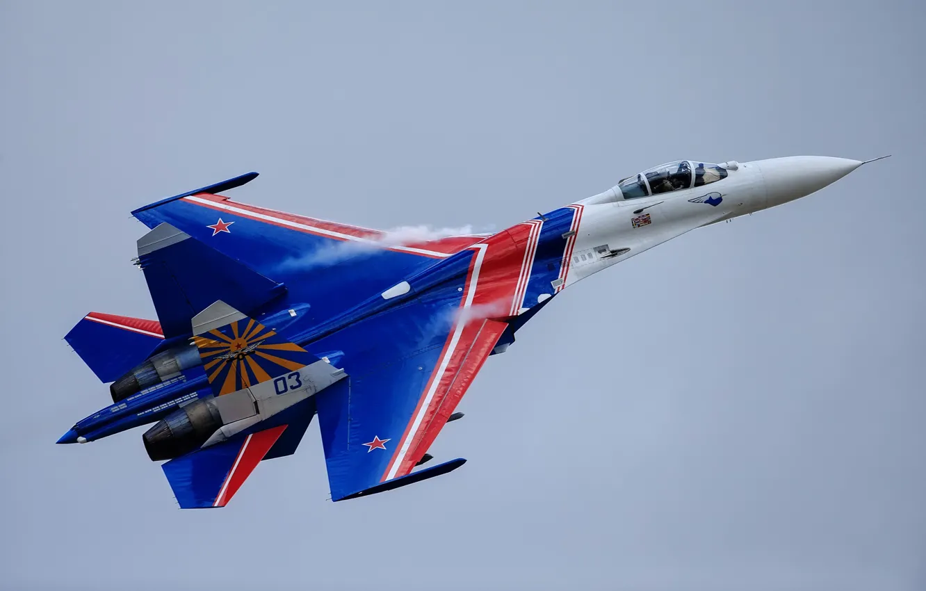 Photo wallpaper Su-27, aerobatic team, Russian knights