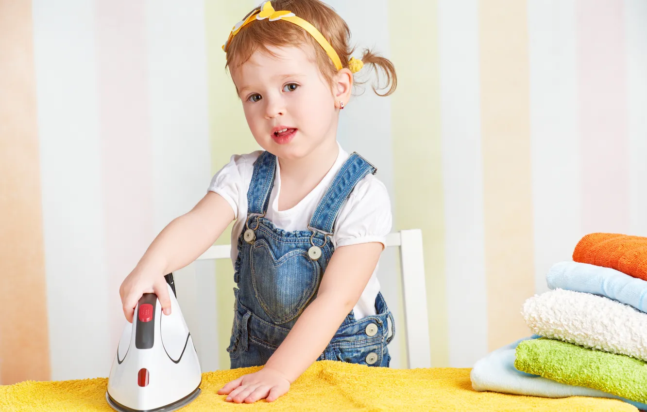 Photo wallpaper children, small, girl, child, iron, kid, little girl
