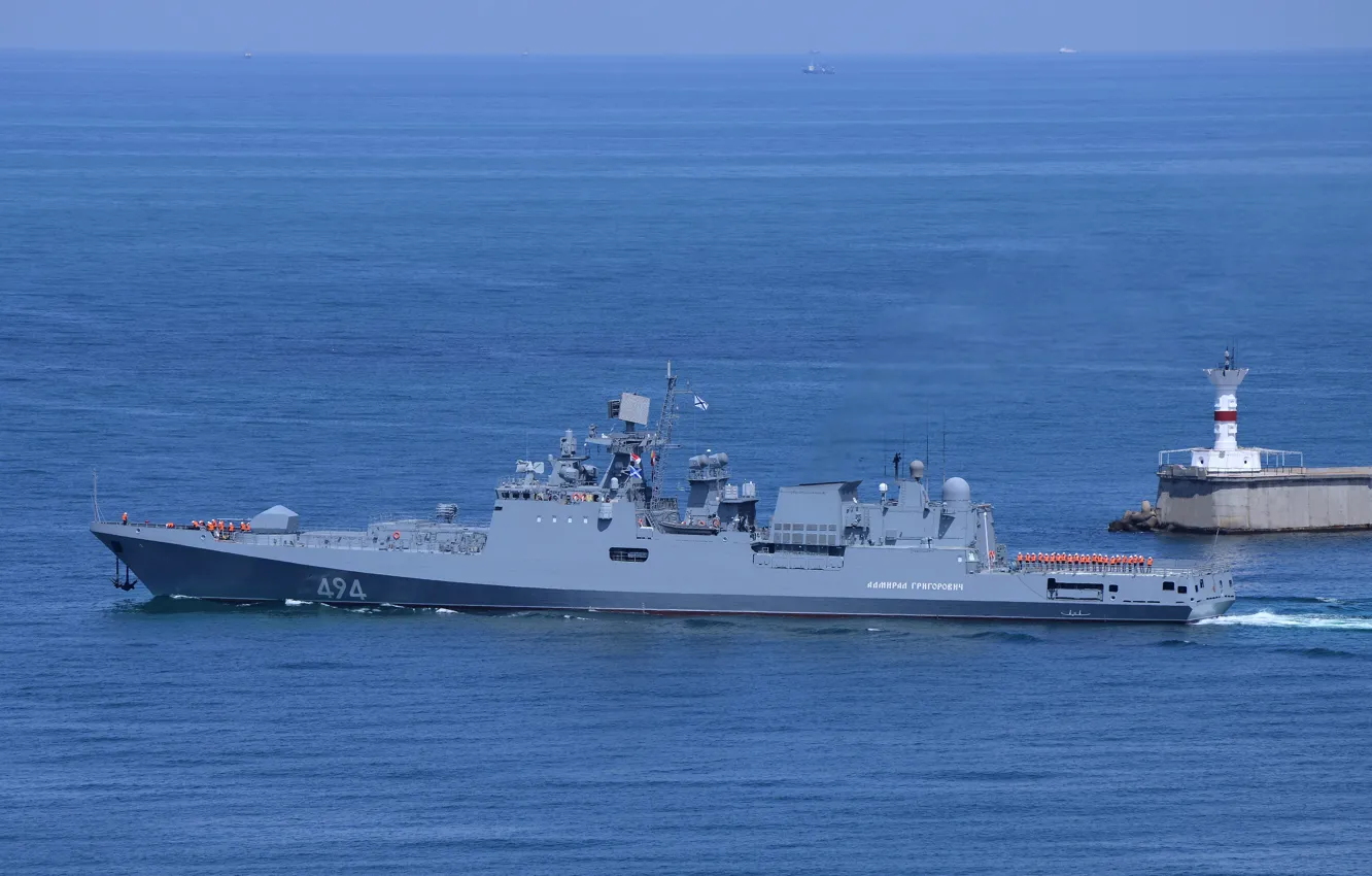 Photo wallpaper ship, frigate, The black sea fleet, Sevastopol, guard, "Admiral Grigorovich", the project 11356
