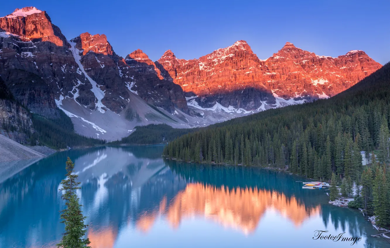 Photo wallpaper mountains, nature, lake, Canada