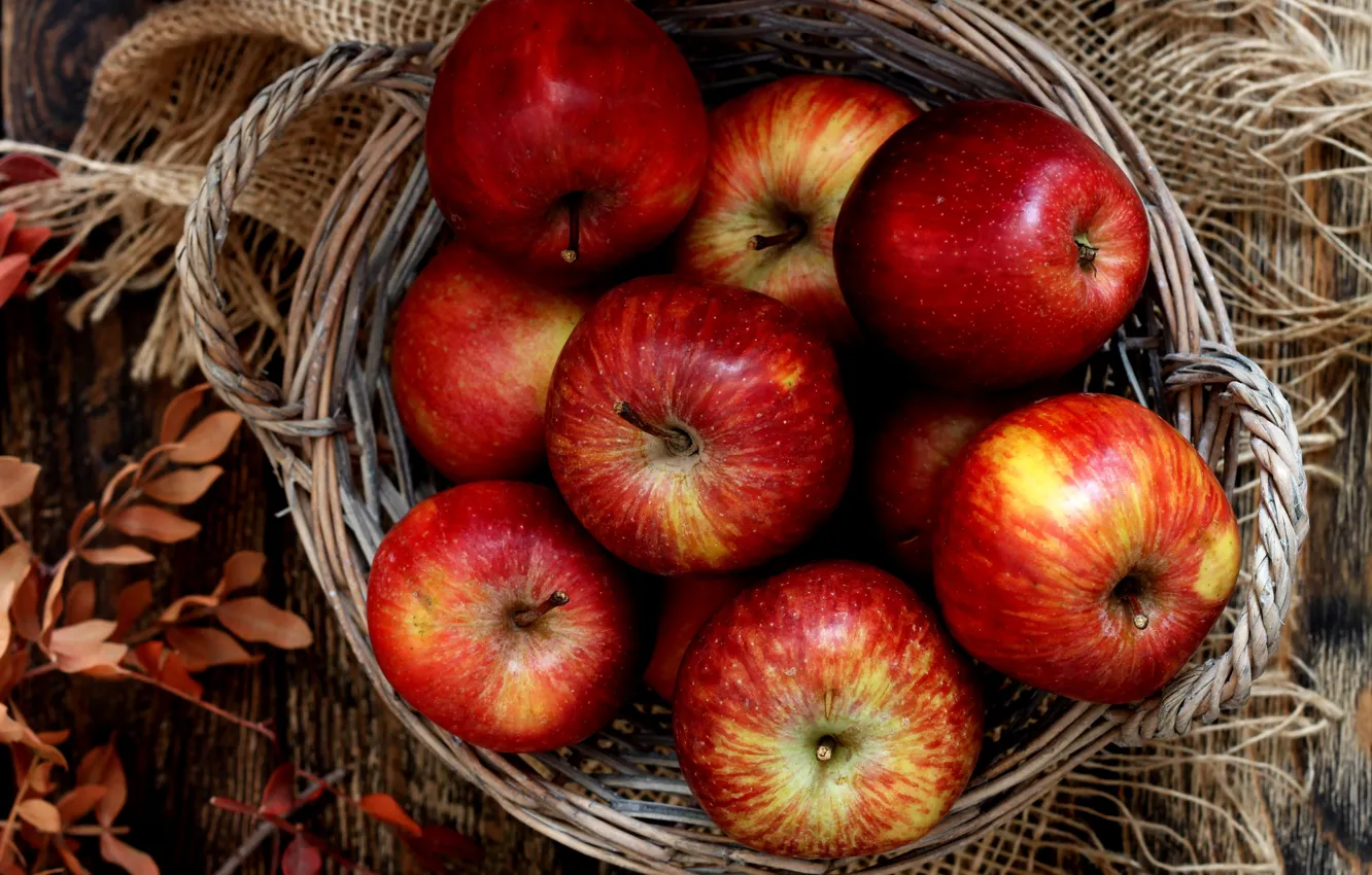 Photo wallpaper basket, apples, fruit
