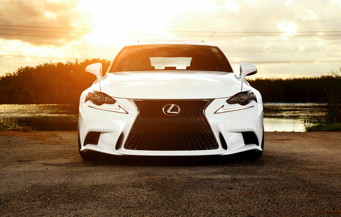 Photo wallpaper Lexus, white, front, vossen wheels, IS F sport