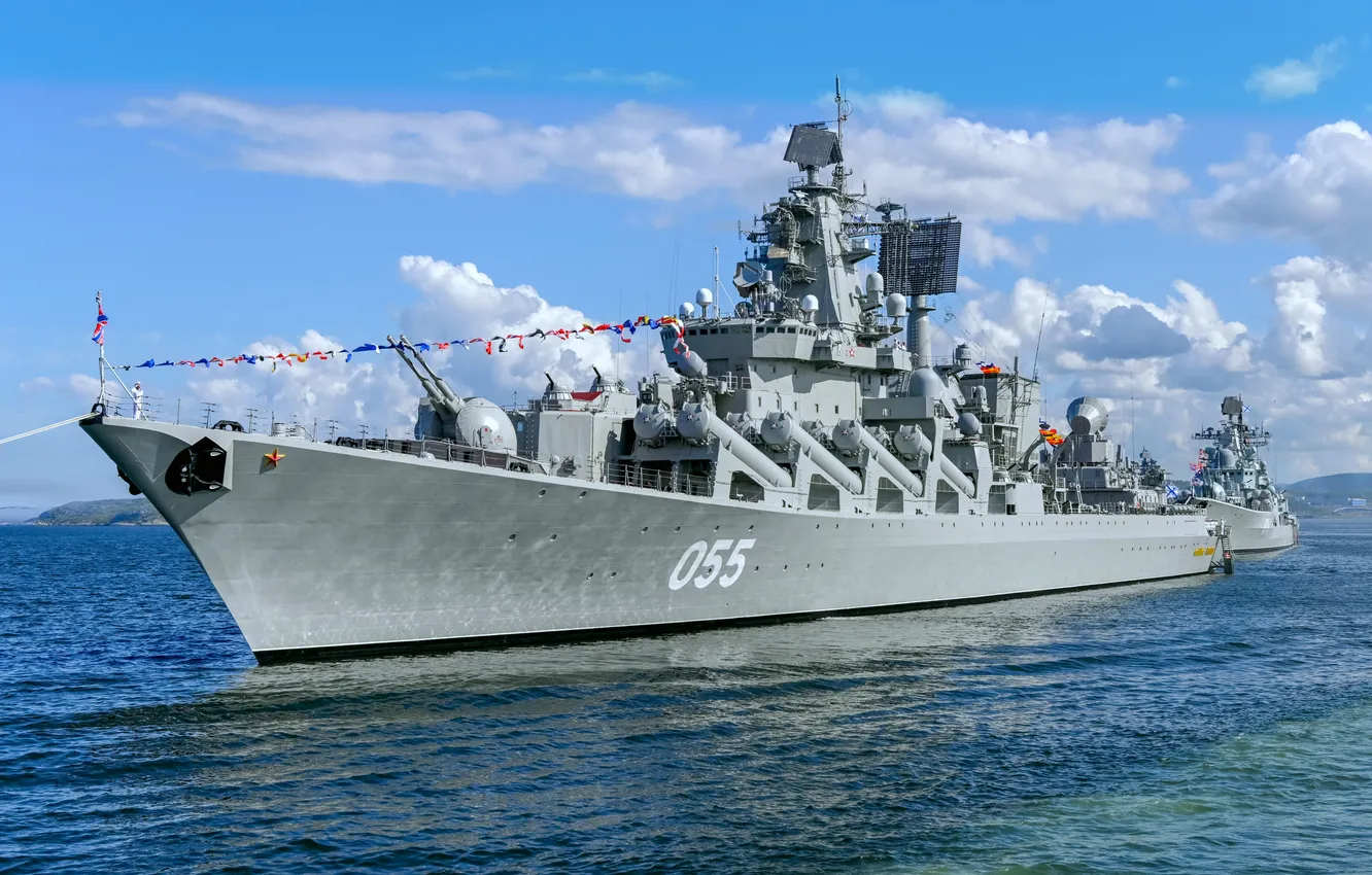 Photo wallpaper parade, missile cruiser, Marshal Ustinov