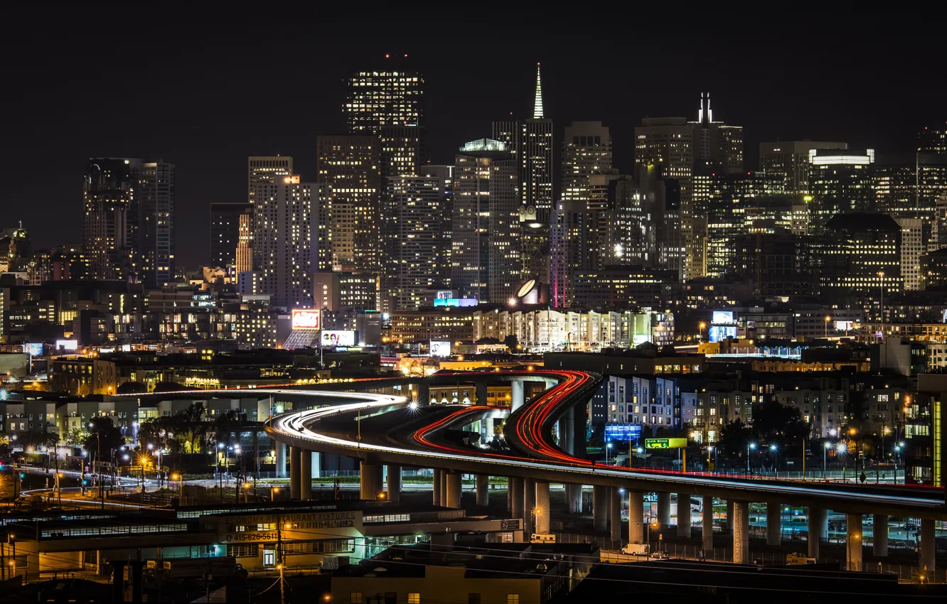 Photo wallpaper night, lights, CA, San Francisco, USA