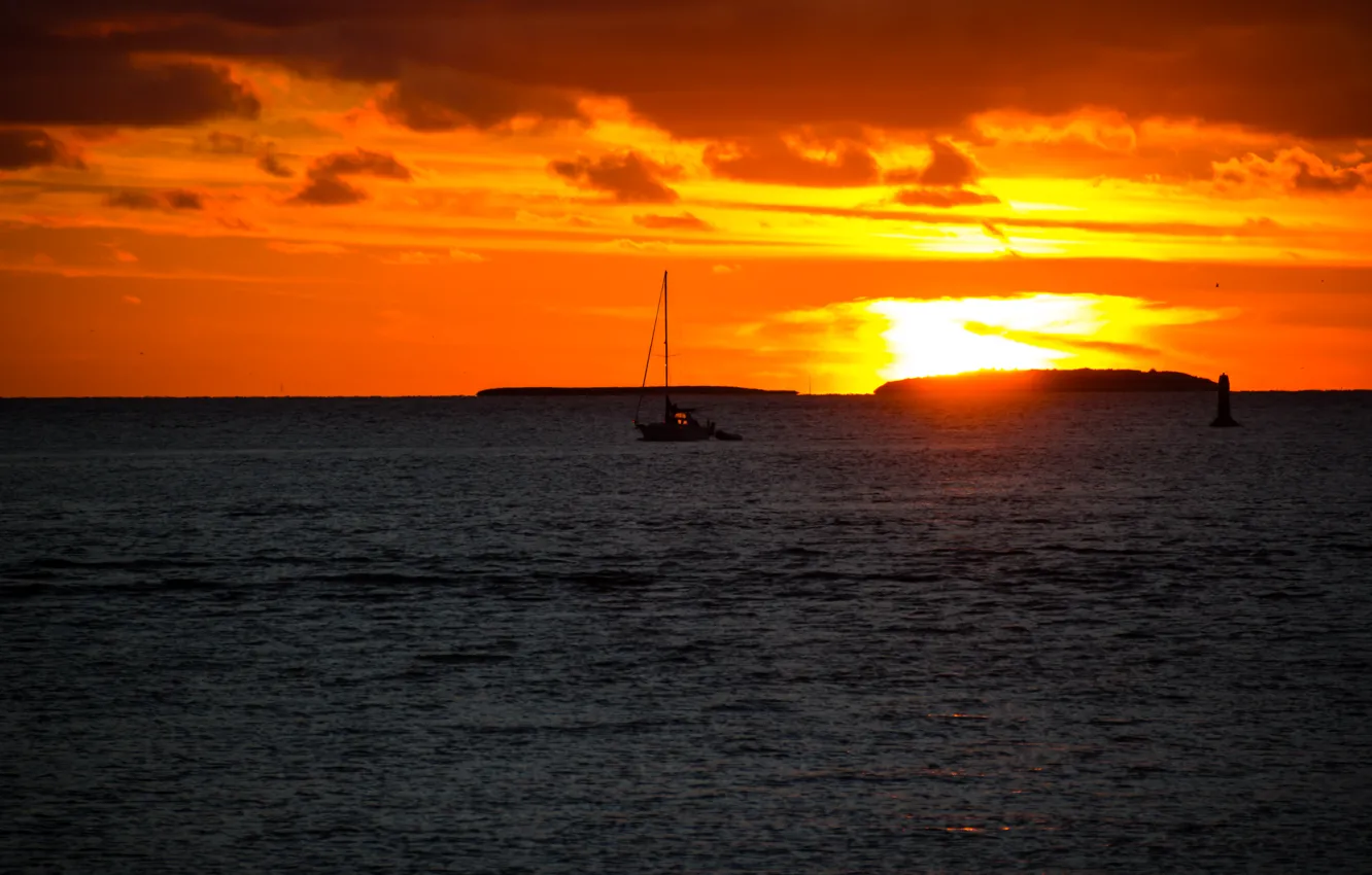 Photo wallpaper sea, sunset, seafaring romance, sailing ship