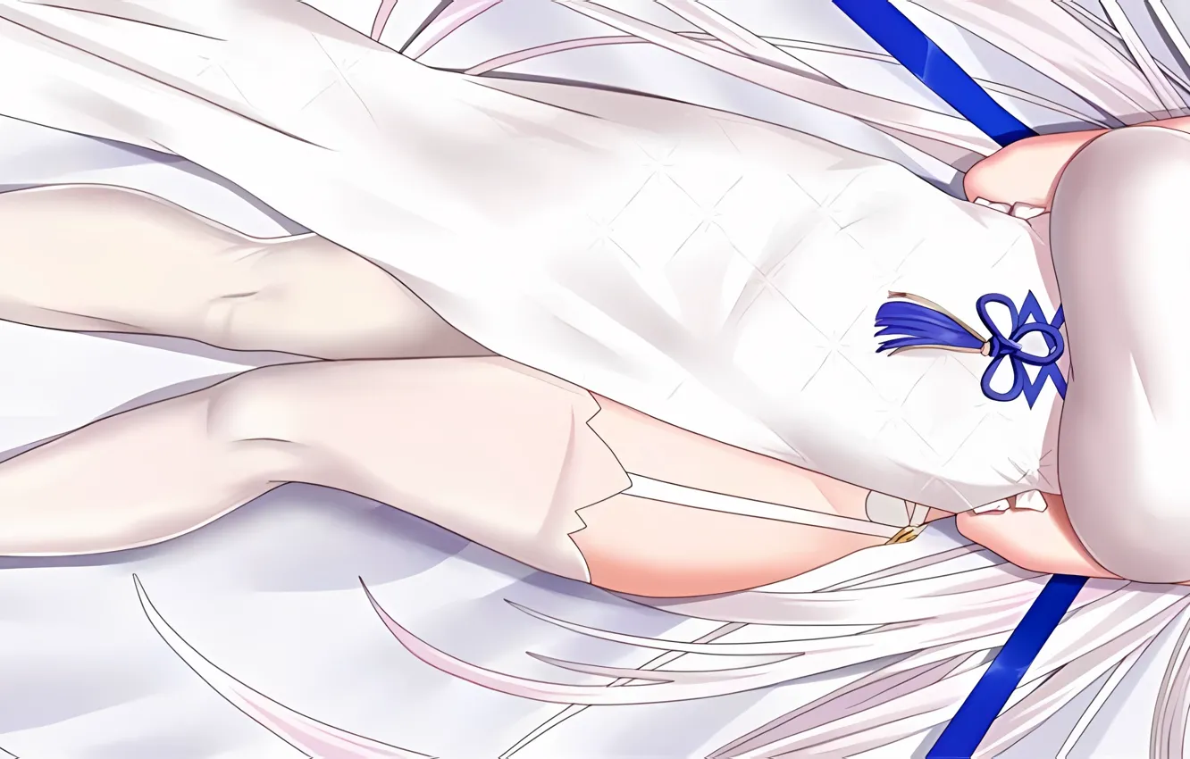 Photo wallpaper widescreen, girl, sexy, cleavage, thighhighs, long hair, dress, legs