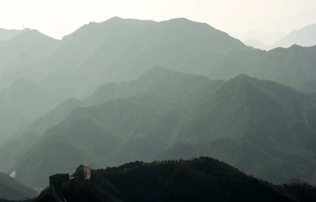 Photo wallpaper mountains, fog, China, mountain, wall