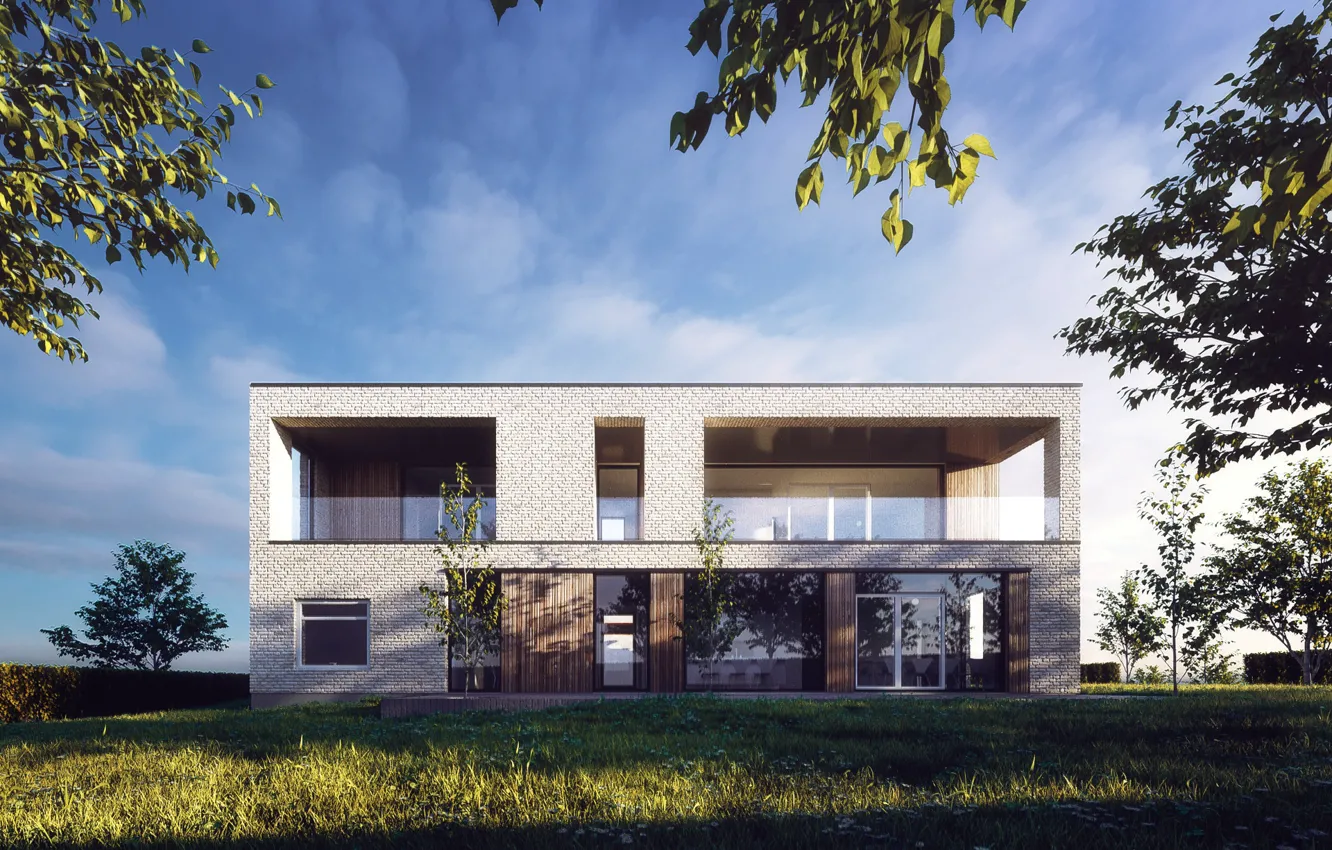 Photo wallpaper vegetation, house, architecture, structure, villa