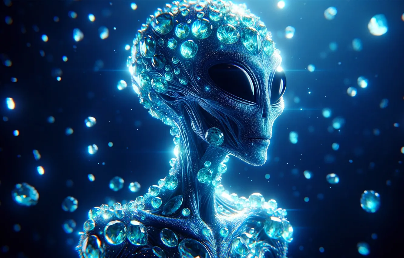Photo wallpaper drops, being, alien, AI ART