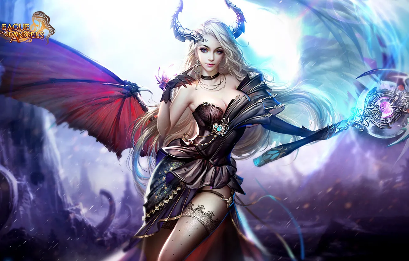 Photo wallpaper girl, weapons, warrior, League of Angels
