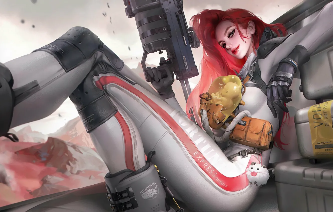 Photo wallpaper girl, children, weapons, baby, League of Legends, Miss Fortune