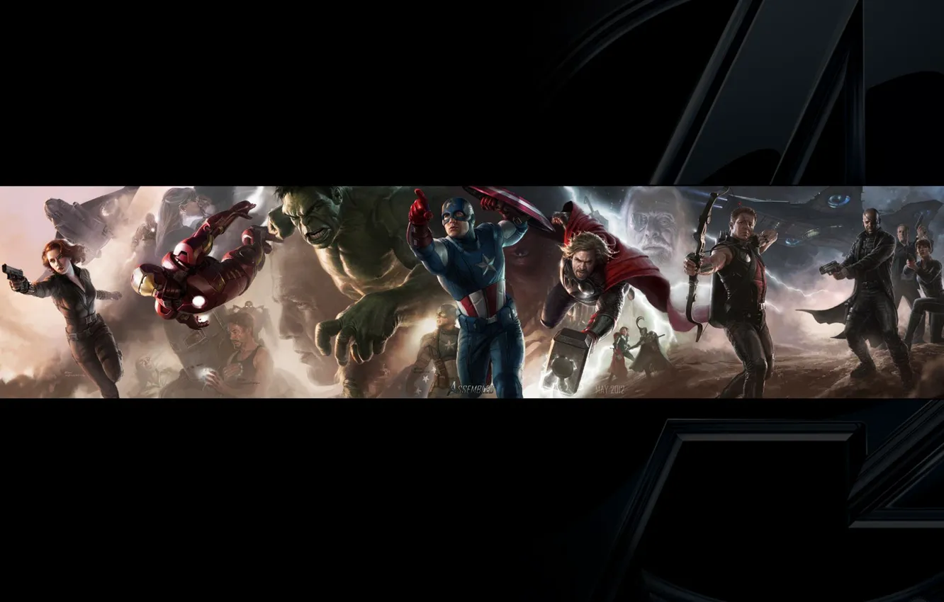 Photo wallpaper Hulk, iron man, Iron Man, Marvel, Captain America, Thor, Thor, Black Widow
