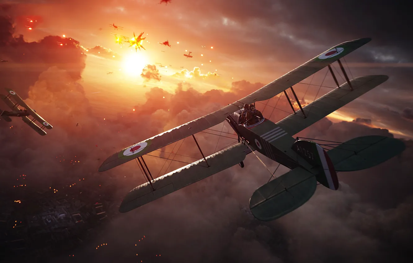 Photo wallpaper the sky, flight, the plane, Battlefield 1