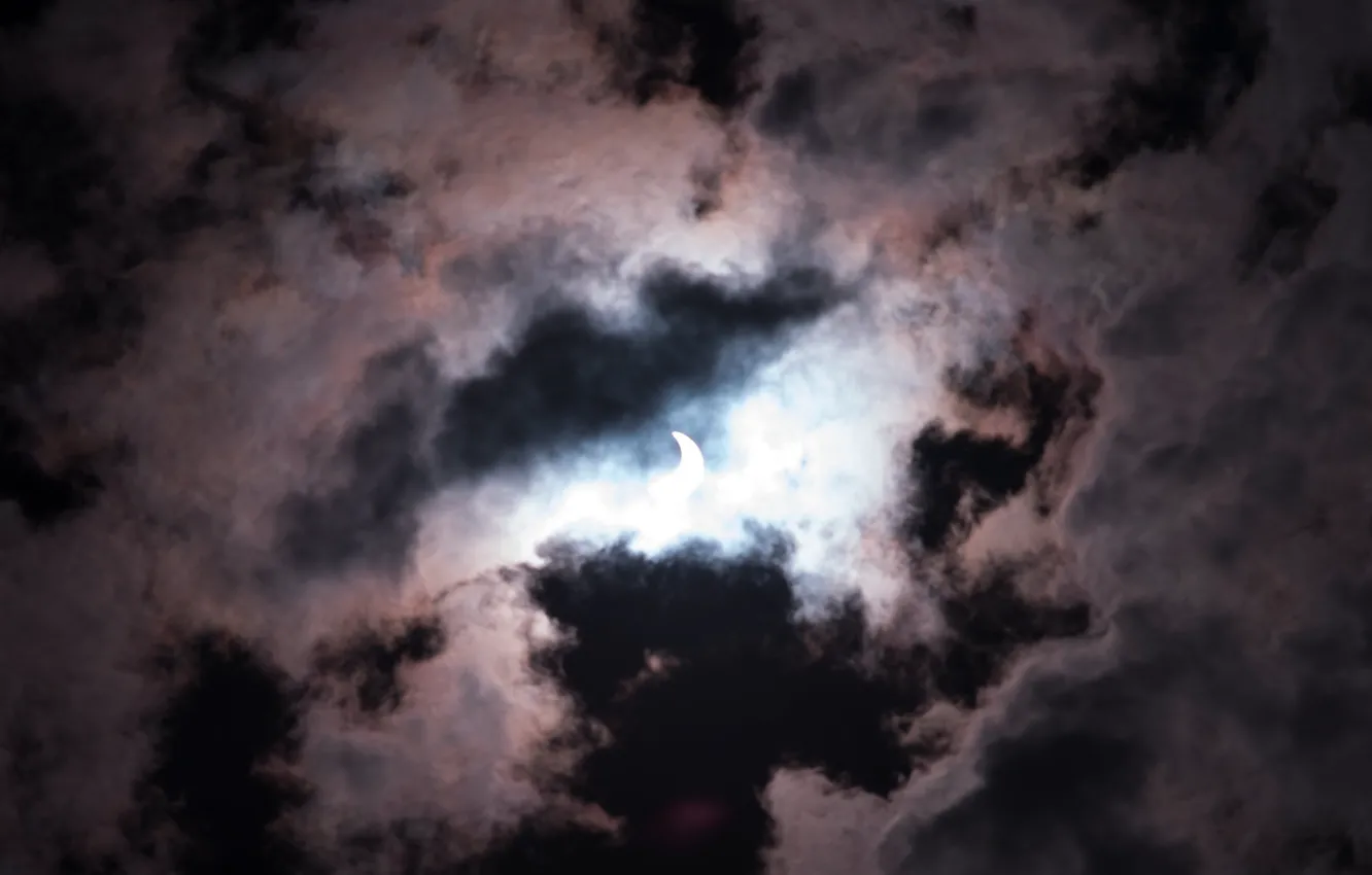 Photo wallpaper the sky, clouds, solar Eclipse