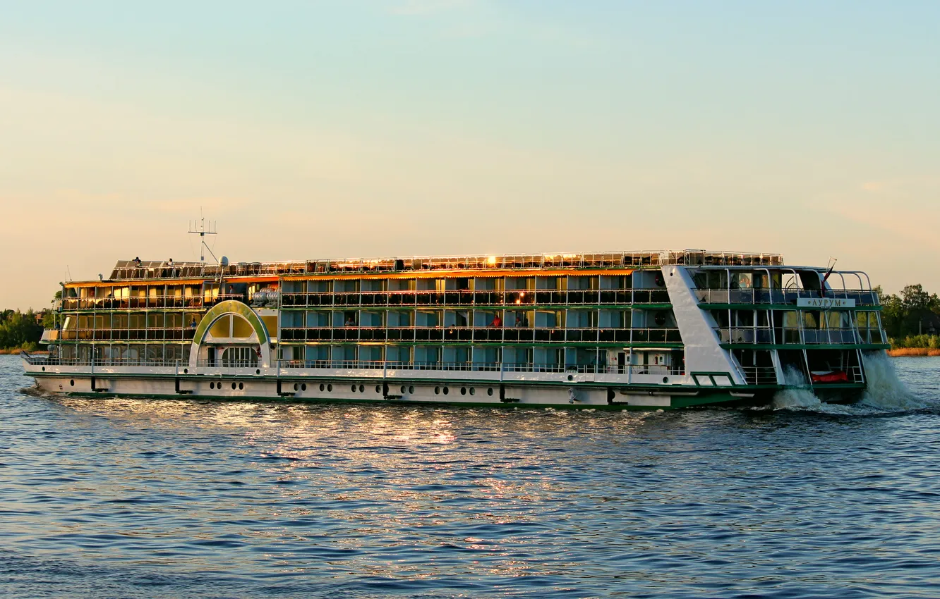 Photo wallpaper ship, river, Aurum